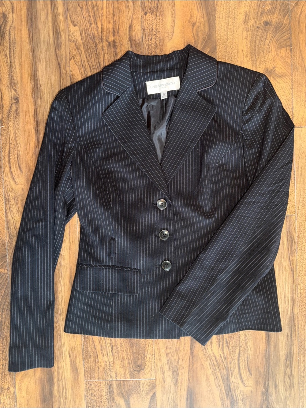 Jones New York Black Pinstripe Tailored Blazer